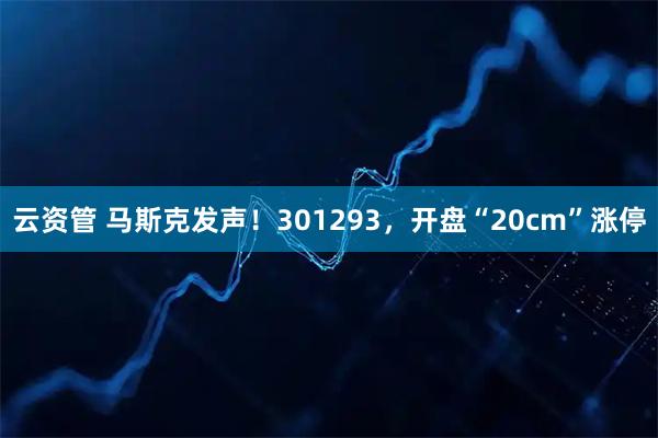 云资管 马斯克发声!301293,开盘“20cm”涨停