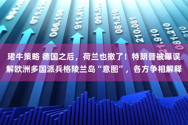 珺牛策略 德国之后，荷兰也撤了！特朗普被曝误解欧洲多国派兵格陵兰岛“意图”，各方争相解释